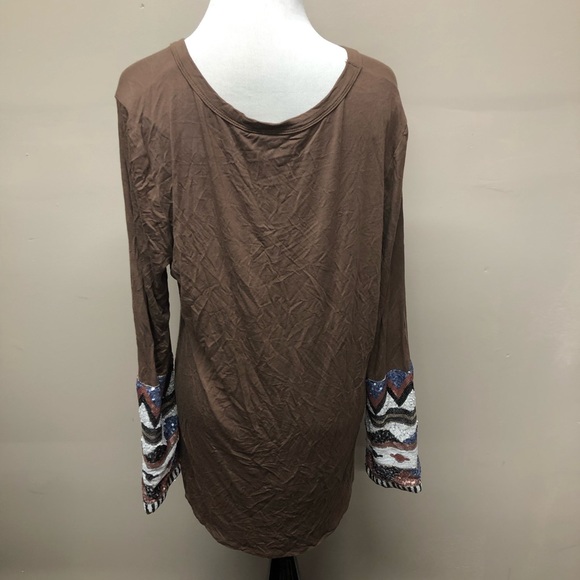 JODIFL Sequin Long Sleeve Brown Blouse Size Large - Picture 5 of 8